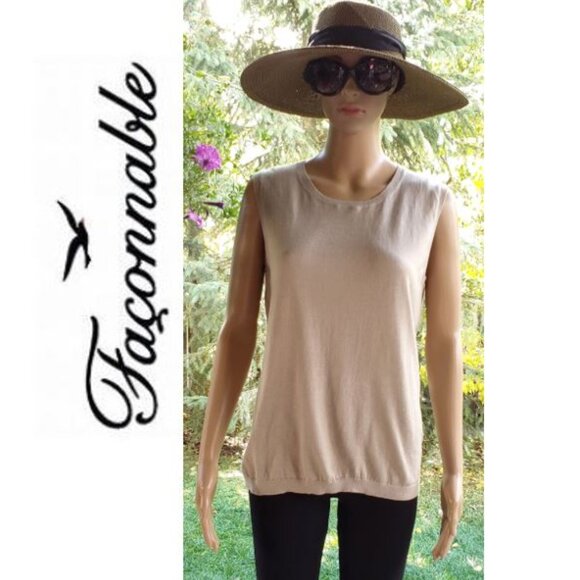 FACONNABLE, Silk/cashmere sleeveless beige colour vest - Picture 3 of 13